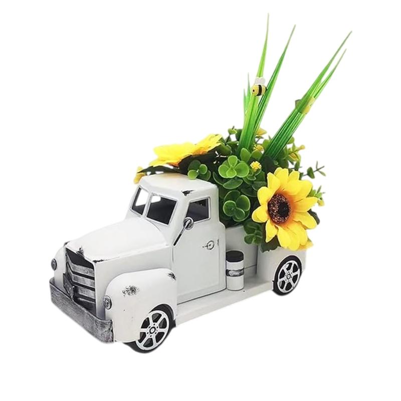 Rustics Truck Decors with Artificial Flowers Truck Decors with LED String Light Tiered Tray Decors Items Home Decors