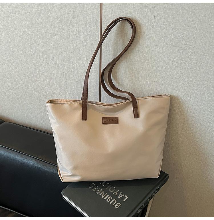 

Casual Women s Oxford Cloth Shoulder Bags College Commuter Ladies Waterproof Tote Shopping Bag Large Capacity Female Handbags бежевый