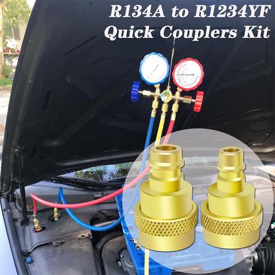 2Pcs A/C R134a To R1234yf Conversion Set,Quick Adapter Adjustable High&Low Voltage Connector, Air Conditioner Refrigerant System