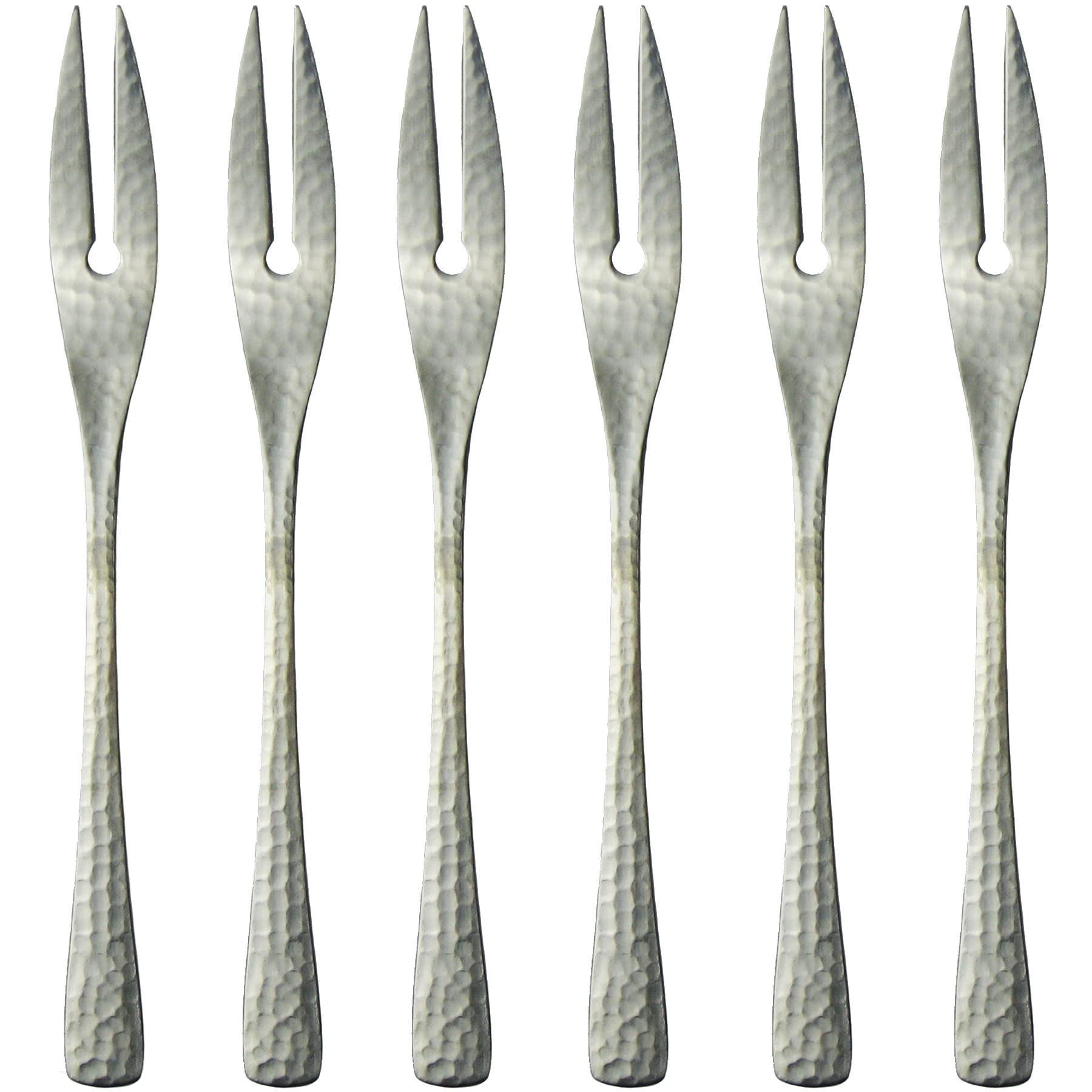 

Nagao Japanese-Western Style Hime Fork, 12.7cm, 5 pieces + 1 piece, 18-8 Stainless Steel, Hammered, Made in Japan