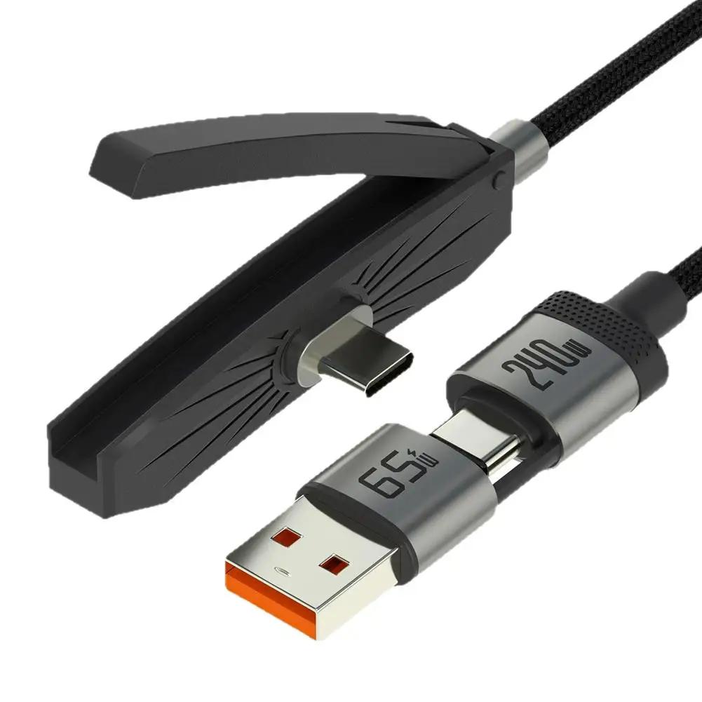 Быстрозарядный кабель USB C 240 В со встроенной подставкой для телефона, складной держатель, кабель для передачи данных для iphone 17 16, ноутбука, планшета K4G9