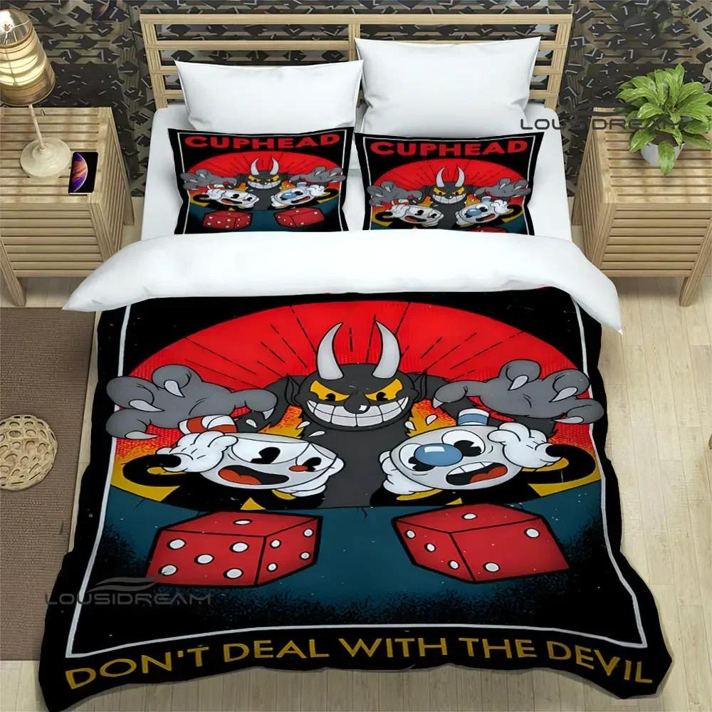 Cuphead Cartoon Printed Bedding Sets Exquisite Bed Supplies Set Duvet Cover Bed Comforter Set Bedding Set Luxury Birthday Gift
