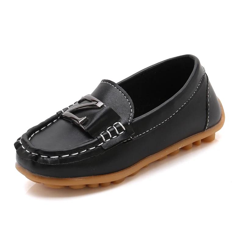 Children Leather Shoes for Toddlers Big Boys Kids Loafers Flats for Wedding Party Performance Black White Candy Color 21-36 Soft