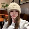 Plush Warm Knitted Beanie with Ear Flaps, Slouchy Design, Face-Slimming Knit Hat for Women with Larger Head Circumference.
