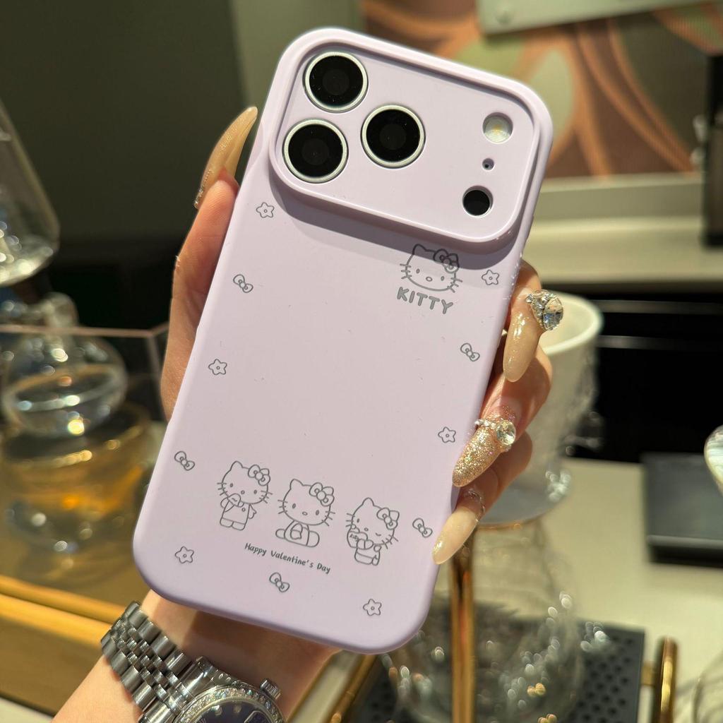 Liquid Silicone Cute KT Cat Phone Case for iPhone 17 Pro Max - Full Coverage, Drop-proof.