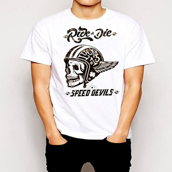Biker T-Shirt Sports Car Retro Fast Motorcycle Vintage rebel skull biker tattoo M