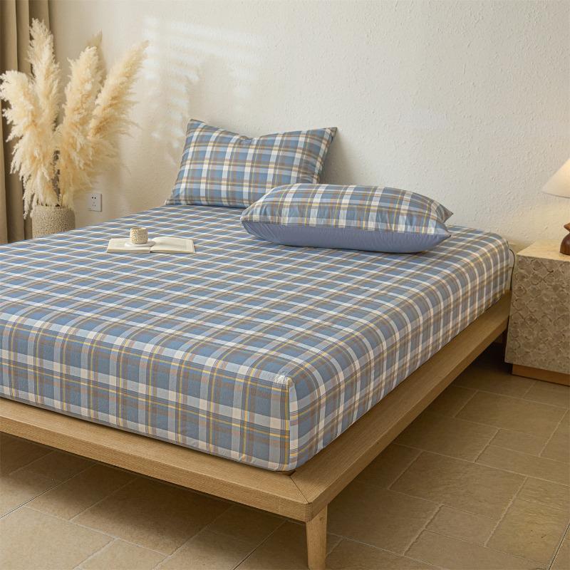 new cotton washed cotton lattice series single bed hat thickened tatami non-slip bed cover single piece fitted sheet