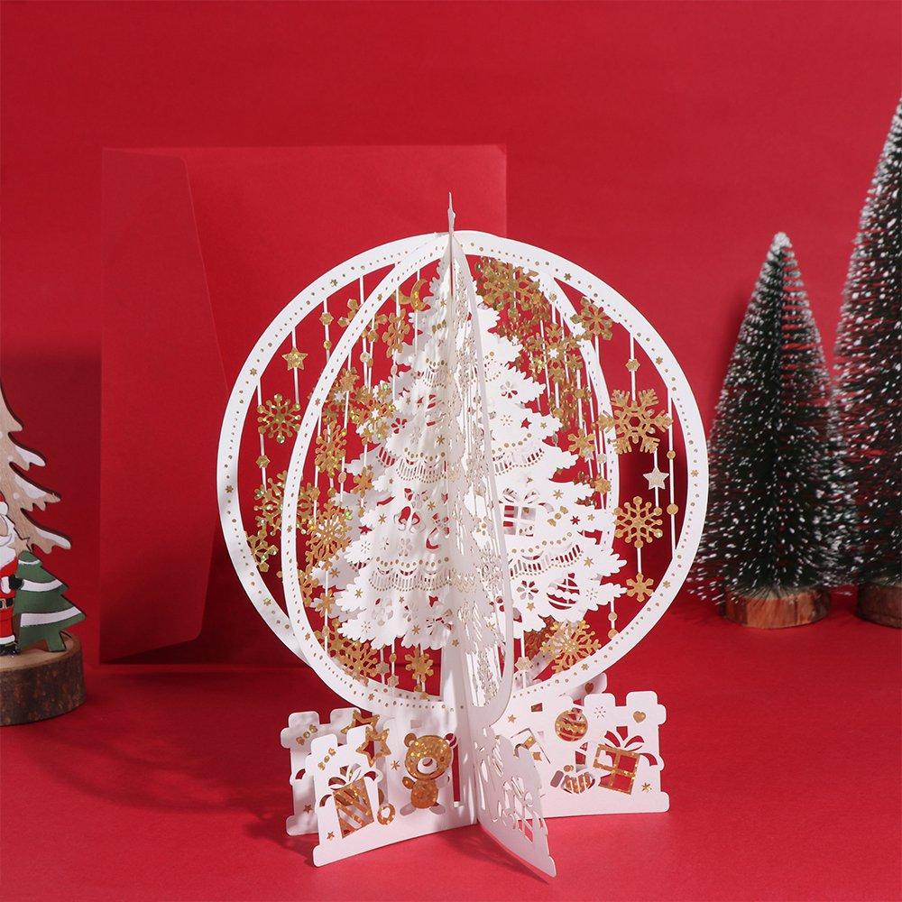 Three-dimensional Christmas Crystal Ball Greeting Card Hollow Holiday Card Thanksgiving Day Gifts