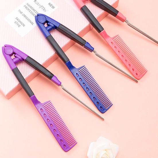 Styling Comb Gentle Edges Carbon Salon Grip Pevný kartáč na vlasy ve tvaru V pro