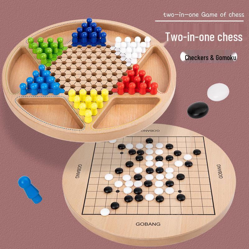 

Kids Wooden Puzzle & Checkers Game: Parent-Child Interactive Learning Toy 29.5 x 29.5 x 2.5 cm