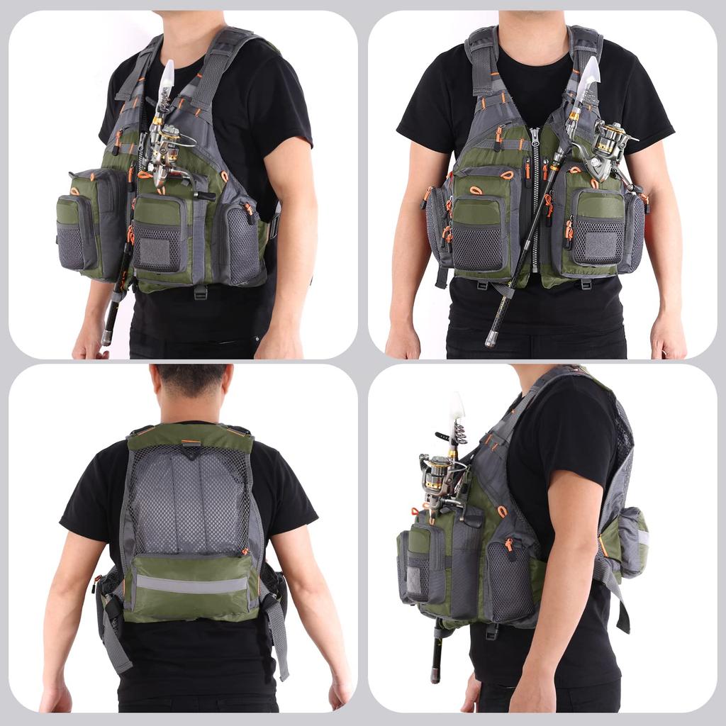 Lixada Fishing Vest, Fishing Vest Jacket, High Buoyancy, Breathable, Large Capacity, Multiple Pockets, Unisex, Load Capacity Up To 95kg, One Size Fits