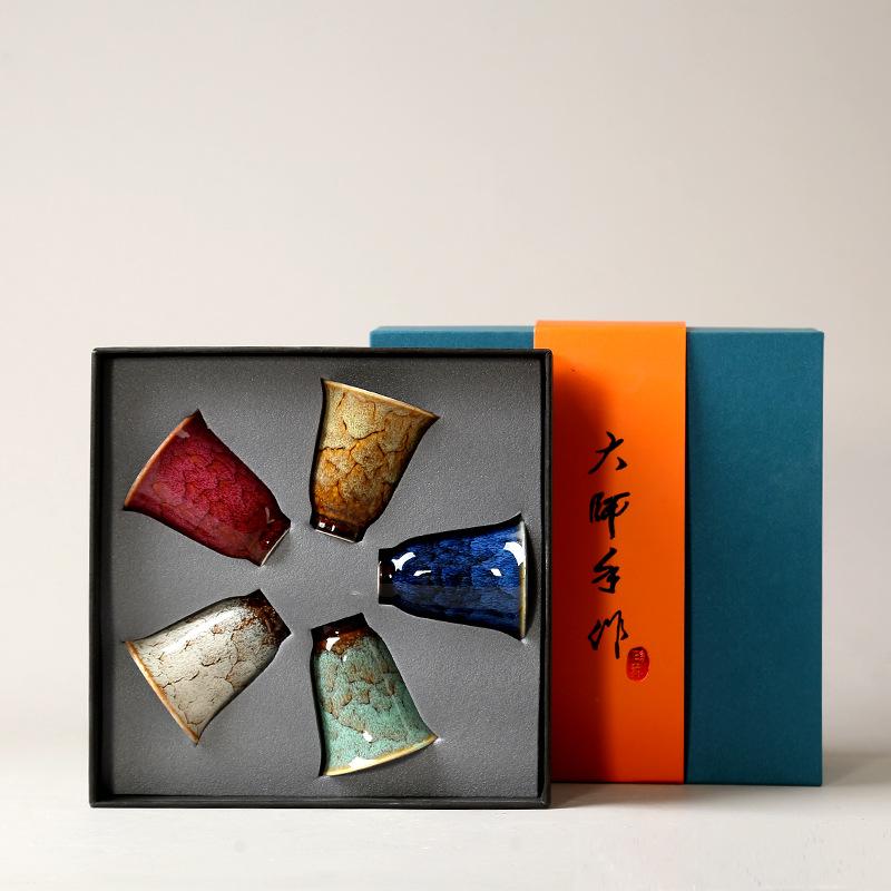 Japanese Style Kung Fu TeaCup Set Creative Household Tea Cup Master Cup Teaset Personal Water Cup Tea Ceremony Gift Box New