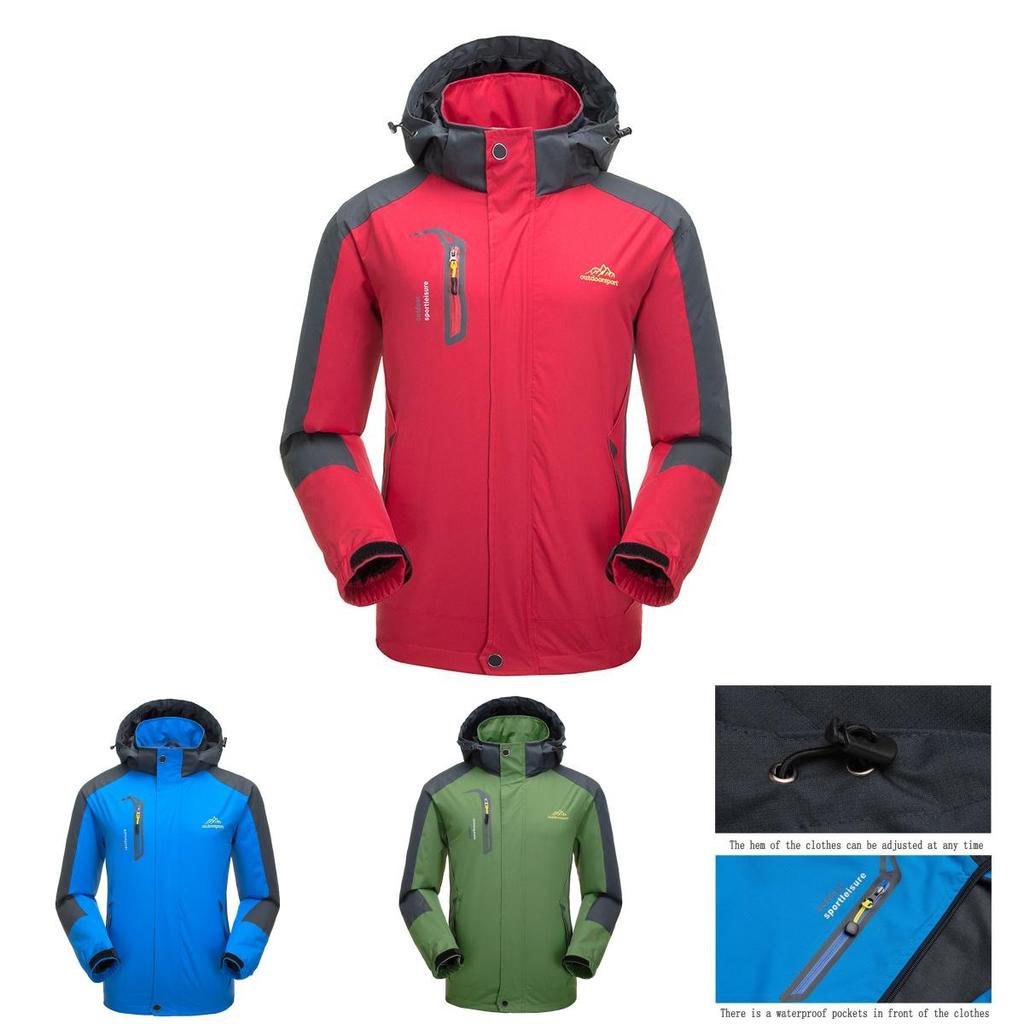 Waterproof Windproof Men Warm Coat With Detachable Hood And Adjustable Cuffs For Winter