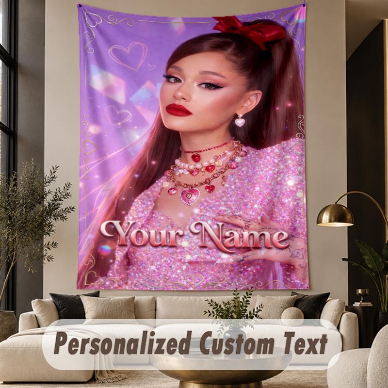 Custom Text Printed Tapestry Ariana Grande Pattern Large Wall Hanging Indoor Room Decor