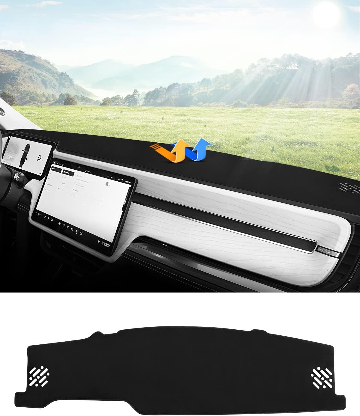 Flannel Dashboard Cover for 2026-2026 Rivian R1T - Sun Shade Anti-Glare UV Protection