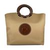 Military Circle Hand Handbag Canvas Beige Mens Used