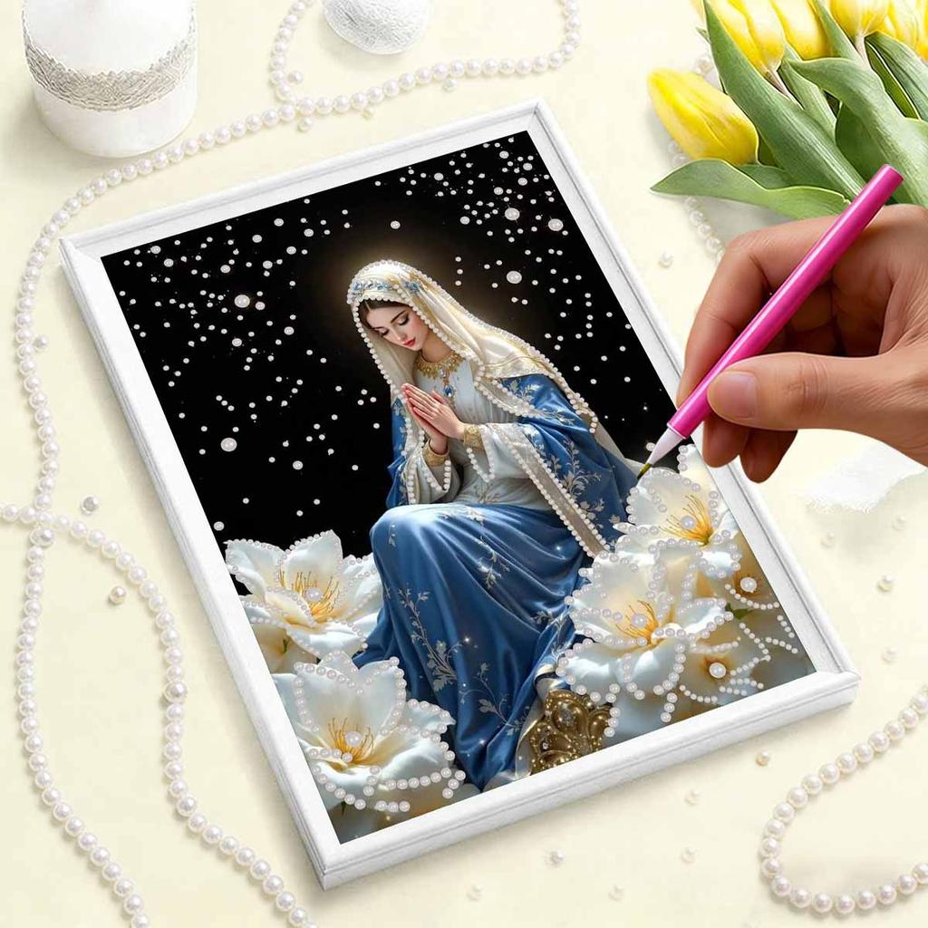 Pearl Painting Kit Virgin Mary Theme Frameless Handicraft DIY Bedroom Decoration Living Room Wall Art Room Decoration Art Craft Decoration