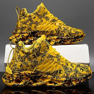 Scarpe da basket sportive da uomo, autunno e inverno, in pelle, antiscivolo, ultraleggere, graffiti, da uomo