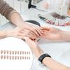 Medium Length Artificial Nail Press On Nail Sparkling Full Cover Stick On Nail White French Tip False Nail for Woman