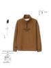 Women's High Neck Fleece Sweatshirt, Turn-Down Collar, 2024 Autumn/Winter, Petite, Thick Zip-Up Top for Moms