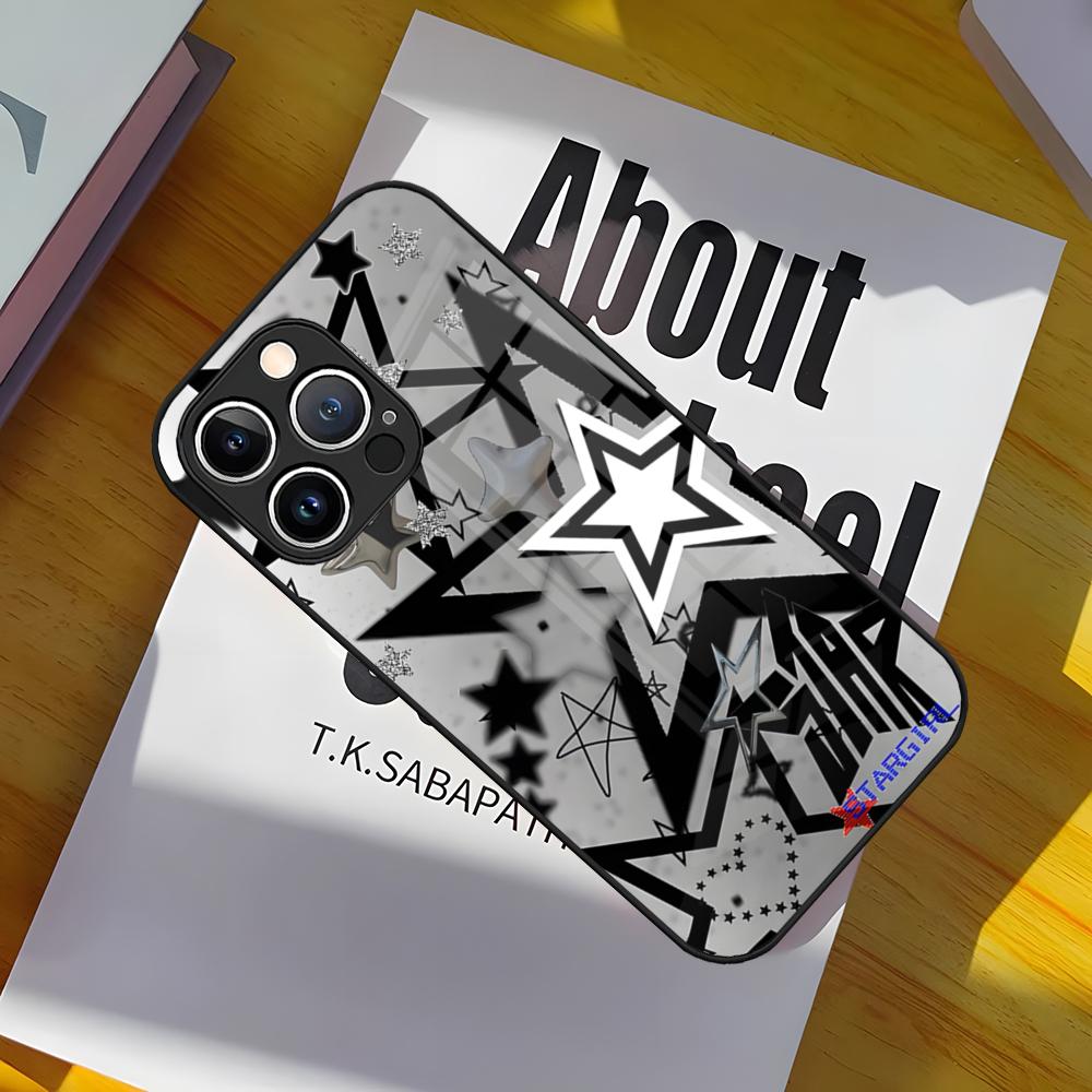 Fashion INS Stars Phone Case Glass Cover For IPhone 17 15 Pro Max 14 Pro 16 12 11 13 Mini X XR XS 8 7 Plus SE