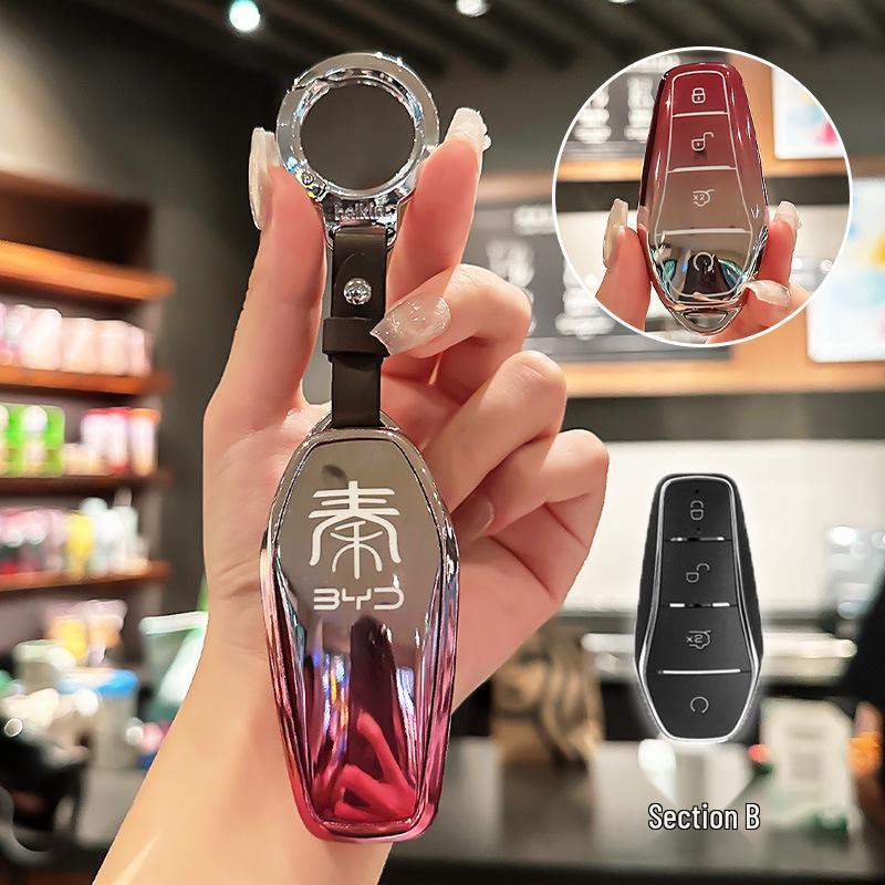 BYD Key Case for Han, Dolphin, Seagull, Mini, Yuan, Tang, Song Pro, and Qin Plus.
