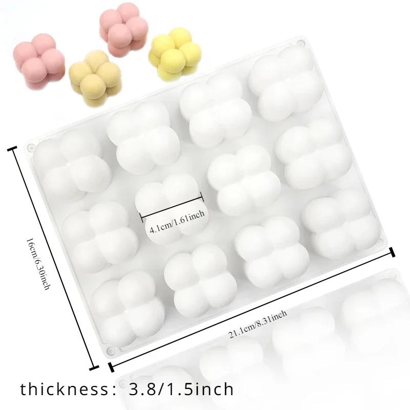 3D 12 Cavity Small Cube Candle Mold Mousse Cake Mold Baking Silicone Cake Mold DIY Handmade Soap Candle Making Craft Supplies