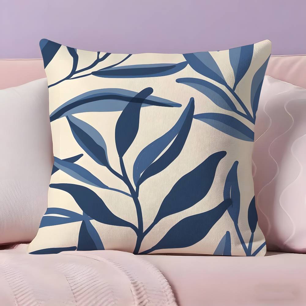 Elegant Blue Floral art Pillow Case  Ultra Soft Skin Friendly Fabric Cloud Like Comfort & Concealed Zipper