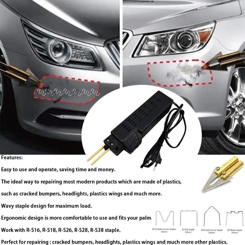 Plastic Welder 50W Hot Nail Gun With 200 Nails Car Bumper Repair Kit Cracking Tool Garage Nailer Welding Wire Tool PVC Machine
