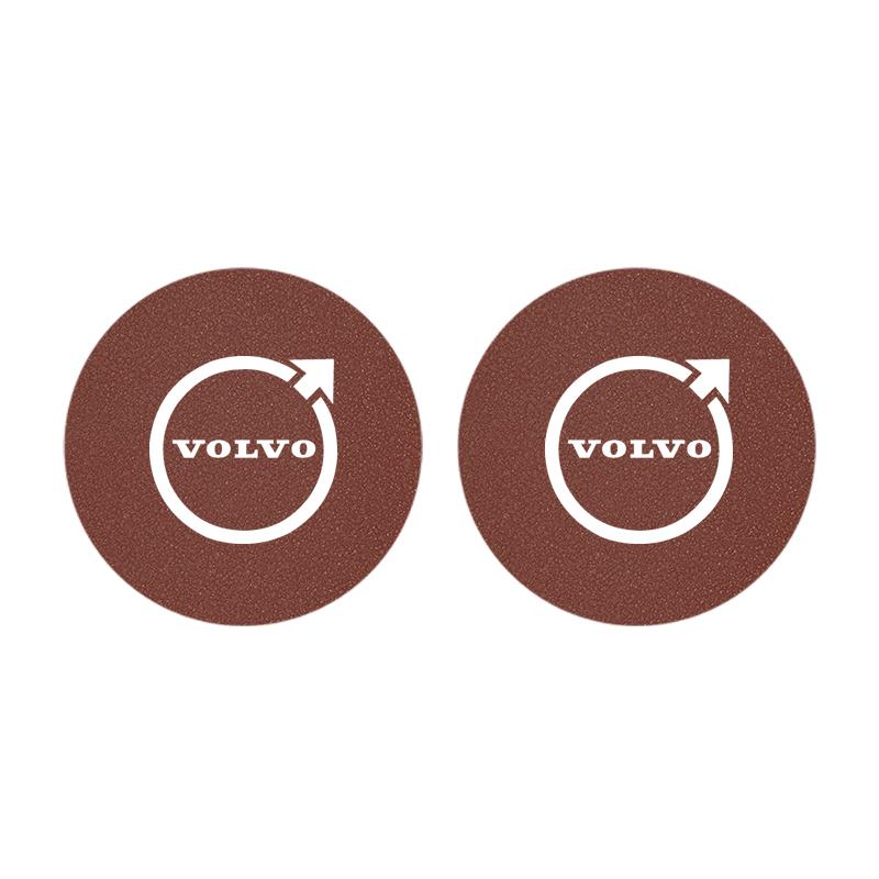 2Pcs Suede Car Coaster Mat Anti-slip Water Cup Pad For Volvo Rdesign XC90 V90 V60 XC60 XC40 V40 EC40 EX40 S60 S90 S80 V70 EX90