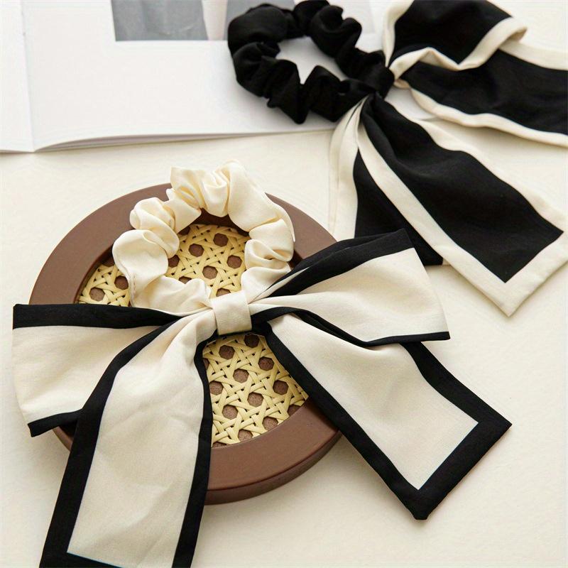 Large Bow Ribbon Hair Rope Rings French Woman Hair Scrunchies Ponytail Holder Elastic Hair Ties Hairbands Elegant Headwear