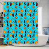 Halloween Shower Curtain Decor with Pumpkin, Witch Hat Broomstick 3D Printed Fabric Waterproof Bath Rug Set for Home Decoration
