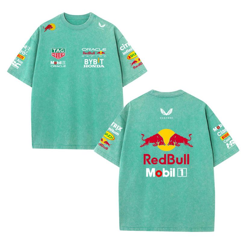 Red Bull 2026 Zomer F1 Racepak  Vestapan Team Uniform Korte Mouwen Vintage Was T-shirt Rond Hals T-shirt L