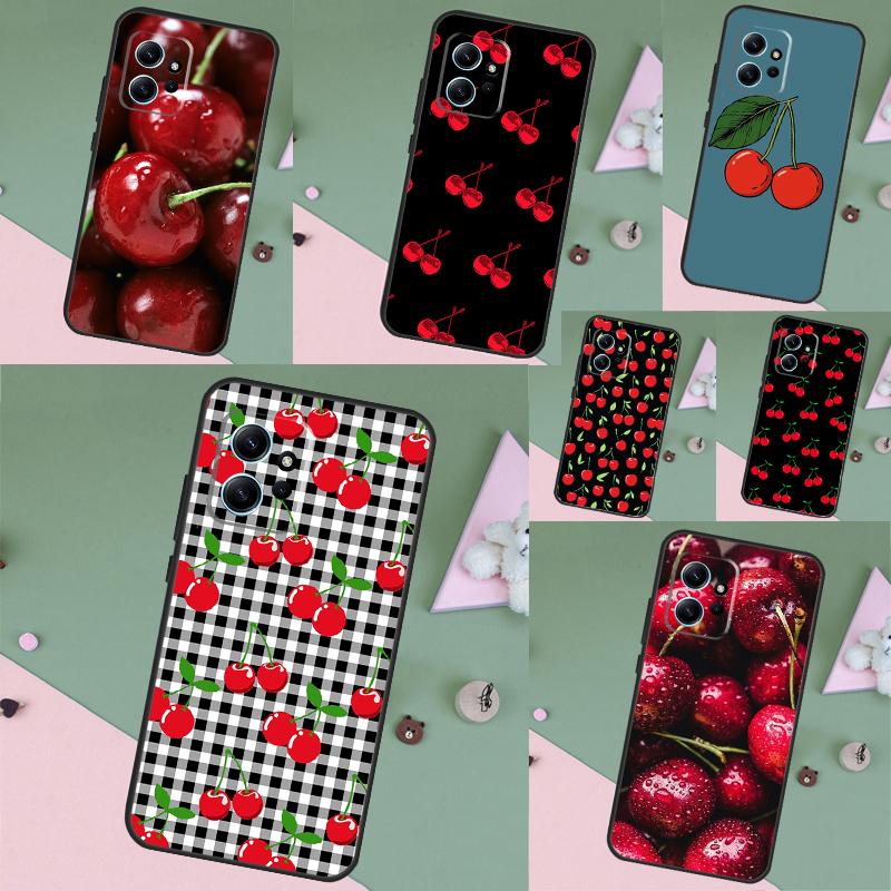 Food Fruit Red Cherry Case For Xiaomi Redmi Note 14 Pro 13 12 11 10 15 Pro Plus Redmi 15 C 13 10C 12C 14C 13C Cover
