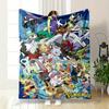 A Vibrant Collage of Various Pokémon Characters with a Cosmic Background. for All Seasons Blanket Lunch Break Throw Gift