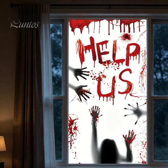 Clear Halloween Window Clings Blood Stickers, Patterns Waterproof And Scratch-Resistant PVC Decals, Removable Stickers for Home Living Room