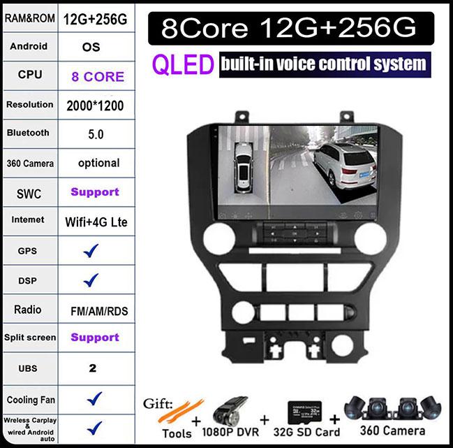 9 Lnch Android 14 For Ford Mustang 6 VI S550 2014 - 2021 Car Radio Multimedia Video Player Navigation GPS Stereo Auto 4G+WIFI