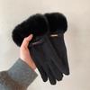 Warm gloves winter women's fleece thickened cute windproof plush cotton gloves riding driving cold