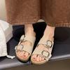 Fashion Fashion Platform Flat Slippers Summer New Round Head Open Toe Metal Buckle Anti-slip Wear-resistant Beach Sandals