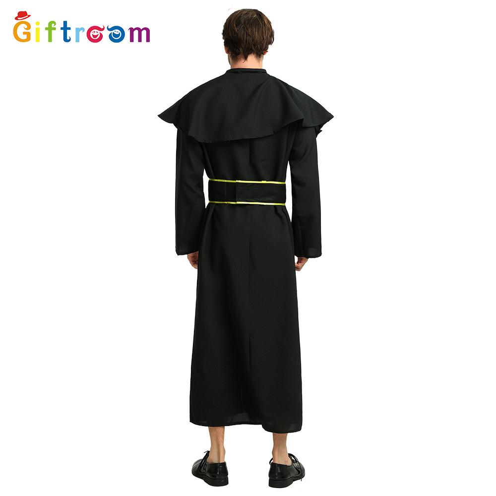 Stunning Black And Gold Priest Costume For Men Perfect For Halloween Stage Performances