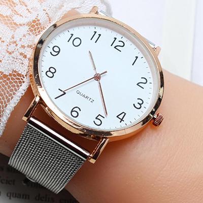 Men Watch Quartz Steel Mesh Belt Wristwatch Simple Arabic Number Student Watches Ladies Clock