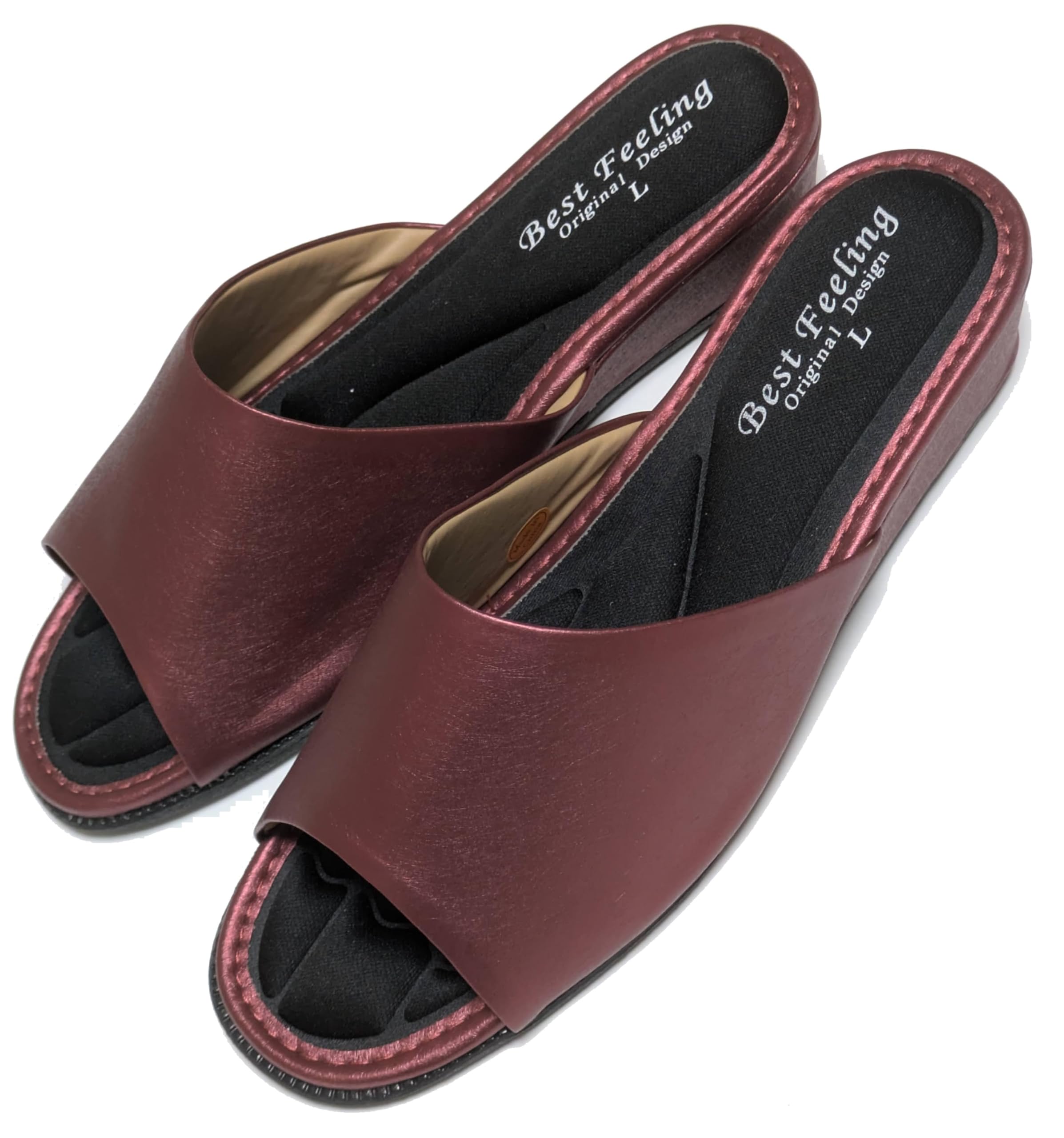 

Basic Standard 4cm Heel Sandals with Comfortable Gel Cushioning for Indoor and Outdoor Lightweight Wide Stylish Use, Sandals, 4E, Metallic, Red,