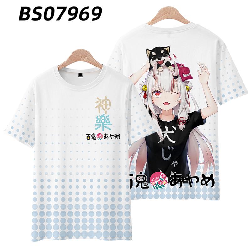 Hololive VTuber Nakiri Ayame Shirakami Fubuki T-shirts 3D Print Kid Anime Tee Men Women Short sleeve Top Harajuku O-Neck T shirt