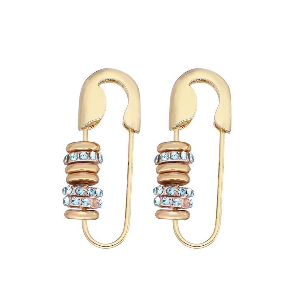 Chic Paperclip Shape Copper Zircon Earrings High-end Korean Style For Women
