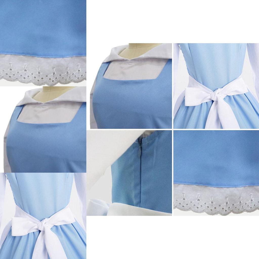 Elegant Beauty And The Beast Belle Blue Maid Dress With Exquisite Workmanship For Halloween