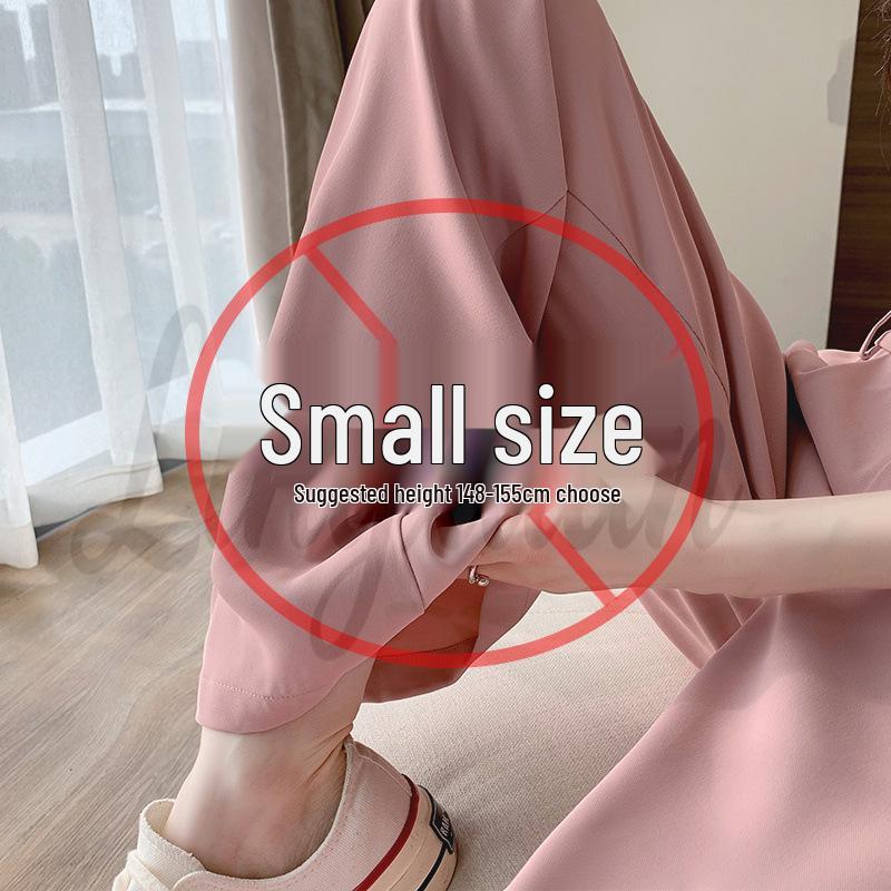 Dambyxor med hög midja, rosa isilke, vida ben - Sommar, tunn modell