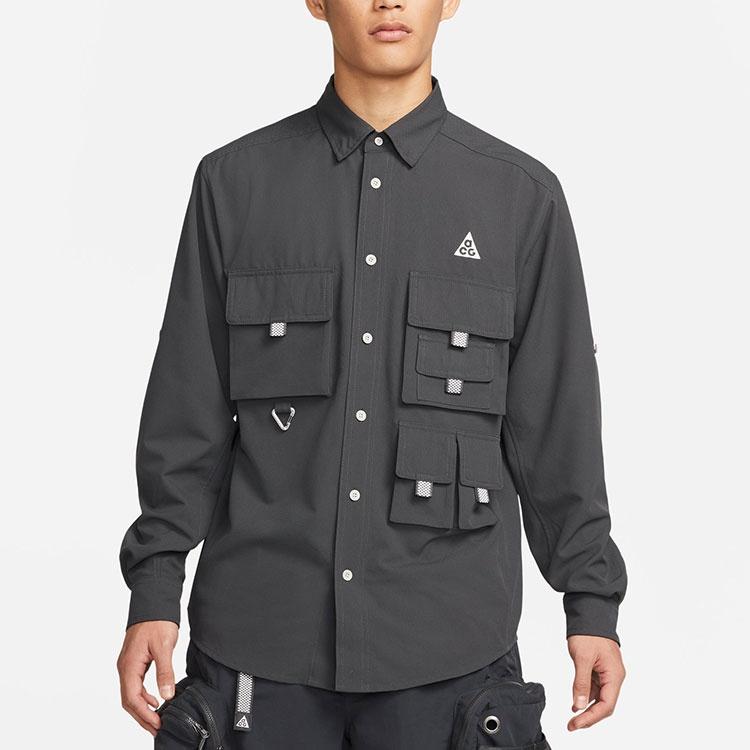 Men's Nike ACG Dri-fit Uvdevastation Trail Multiple Pockets Casual Solid Color Long Sleeves Navy Blue Jacket DN3937-070