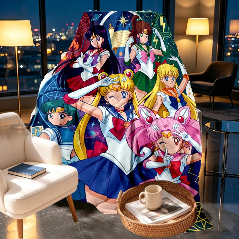Sailor Moon Print Blanket - Soft & Comfortable, for Bedroom, Travel, Sofa, Home Decoration - Birthday Christmas Gift for Friend