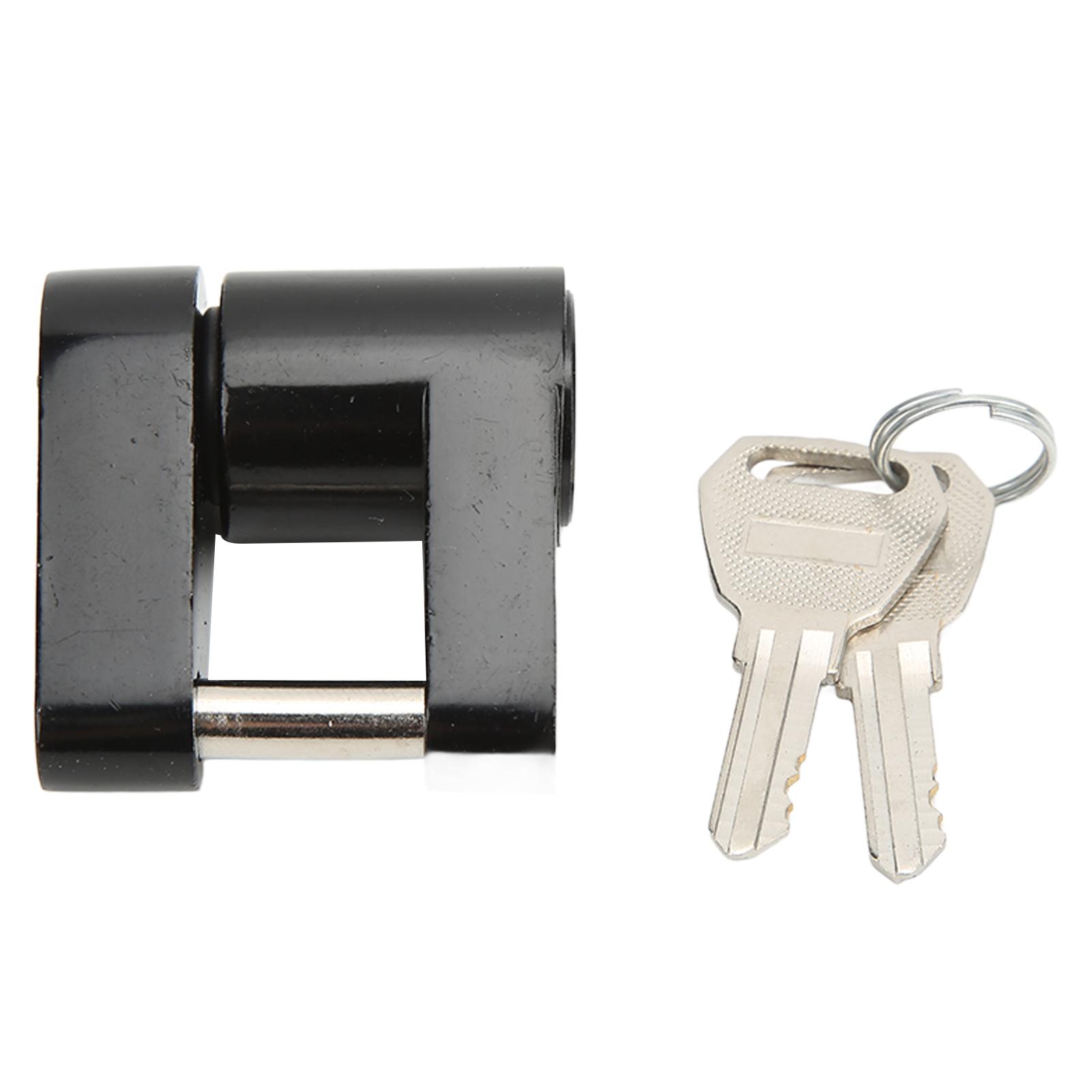 Black 1/4in Trailer Lock Zine Alloy Anti Theft Trailer Hitch Coupler Lock with 2 Keys for RV Truck Trailer Coupler Lock чёрный