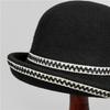 Xiaoxiangfeng retro contrasting webbing upturned top hat autumn and winter mother elegant warm wool knitted fisherman's basin hat
